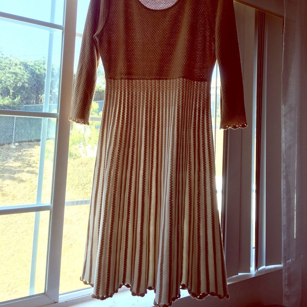 Brown and White Calvin Klein Dress